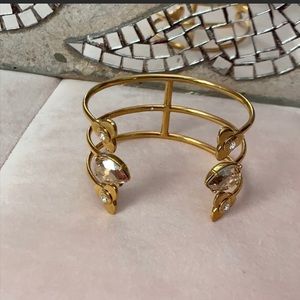 Henri Bendel Cuff Bracelet in Gold with Crystals